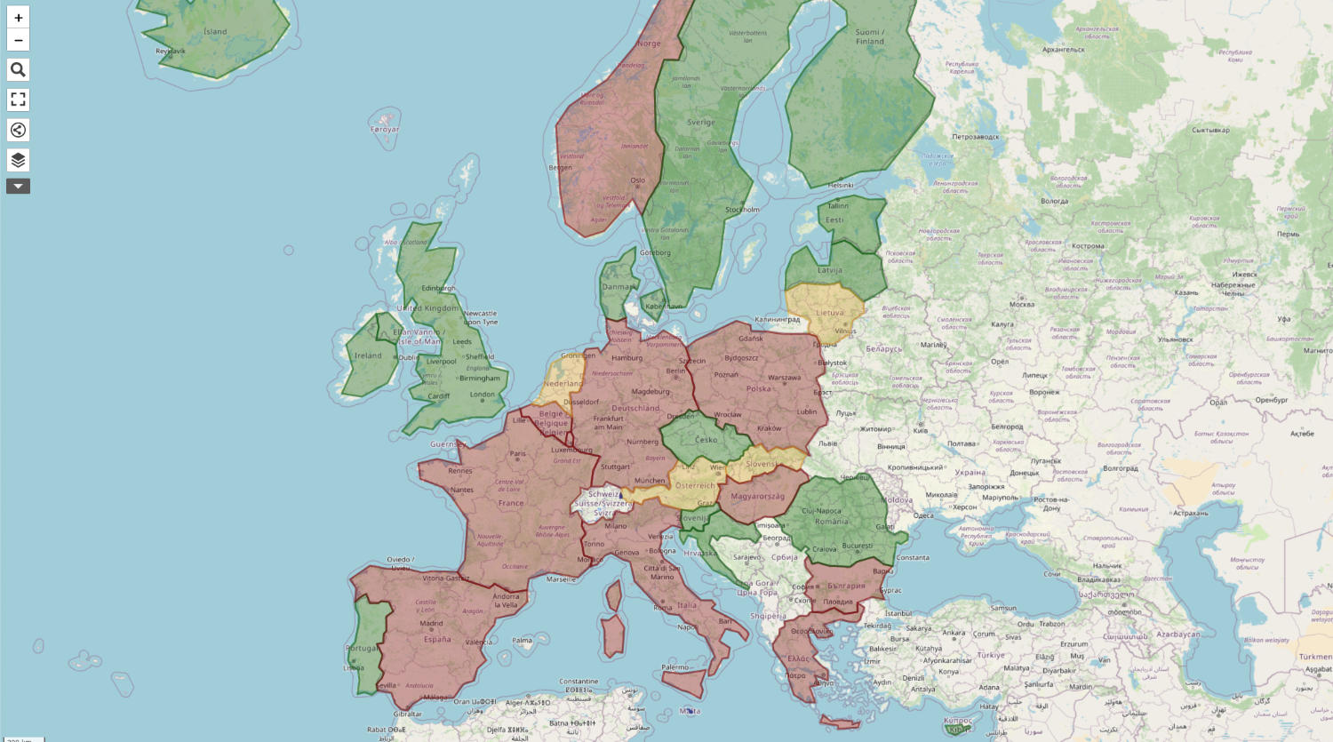 Registrierungspflicht für Prepaid-SIM-Karten - Europa als Karte